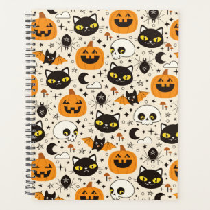 Agenda Padrão de Halloween Retro Bonito
