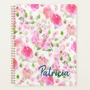 Agenda Padrão de Jardim Floral de Cor de Água Rosa