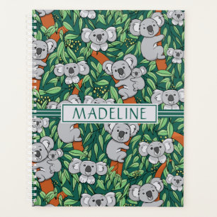Agenda Padrão de Koala Cute Personalizado Caçador Verde