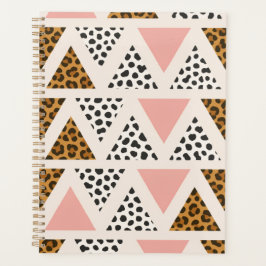Agenda Padrão de Leopardo Chic e Triângulo Rosa
