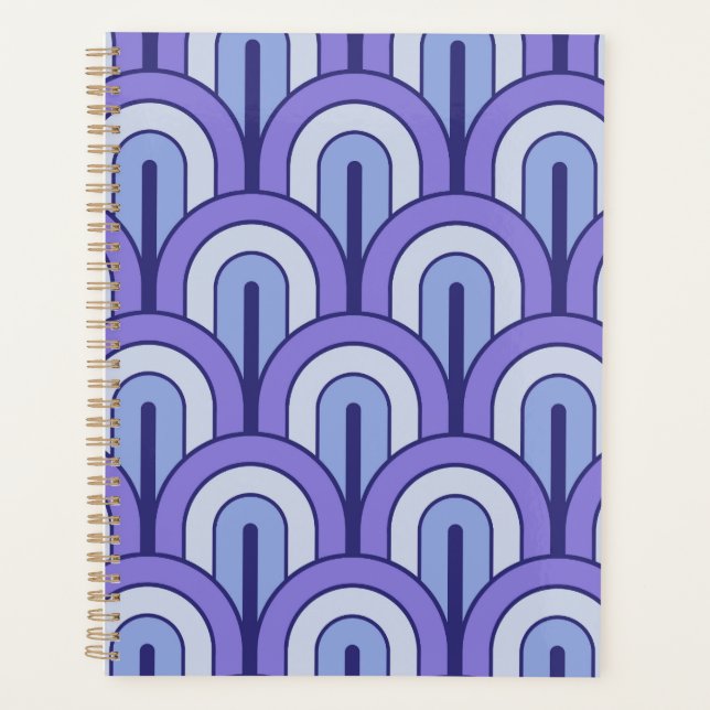 Agenda Padrão de Leque Geométrico Gradado Retro (Frente)