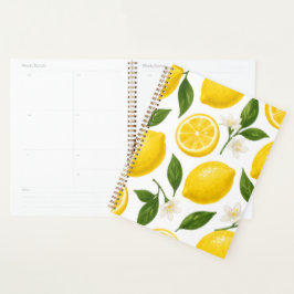 Agenda Padrão de Limão Fresco com Folhas e Flores