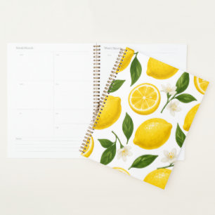 Agenda Padrão de Limão Fresco com Folhas e Flores