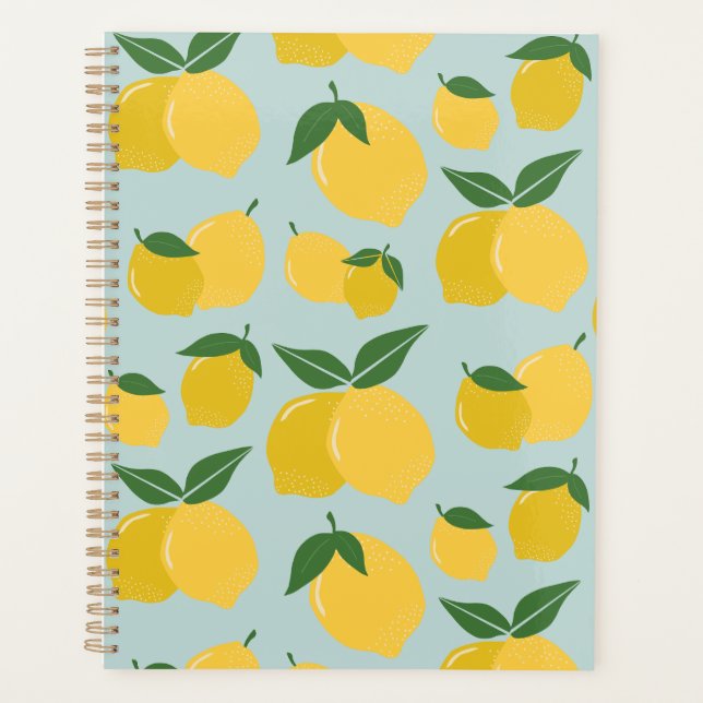 Agenda Padrão De Limão Fruta Retroativa Amarelo Em Verde (Frente)