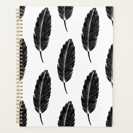 Agenda Padrão de Linoco de Pena Russa Preta e Branca