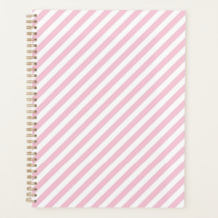 Agenda Padrão de listras diagonais brancas e rosas