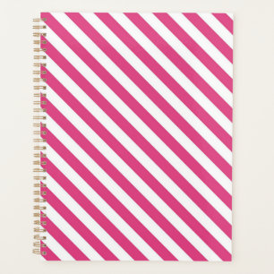 Agenda Padrão de listras diagonais rosa e branco