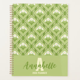 Agenda Padrão de Listras Florais de Margarida Verde Amare