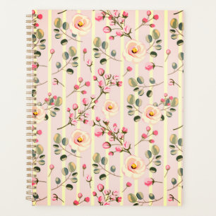 Agenda Padrão de Listras Florais Rosa Suave