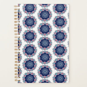 Agenda Padrão de Mandala Rosa Azul Boho