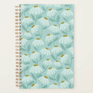 Agenda Padrão de Margaridas Florais Azul Turquesa & Verde