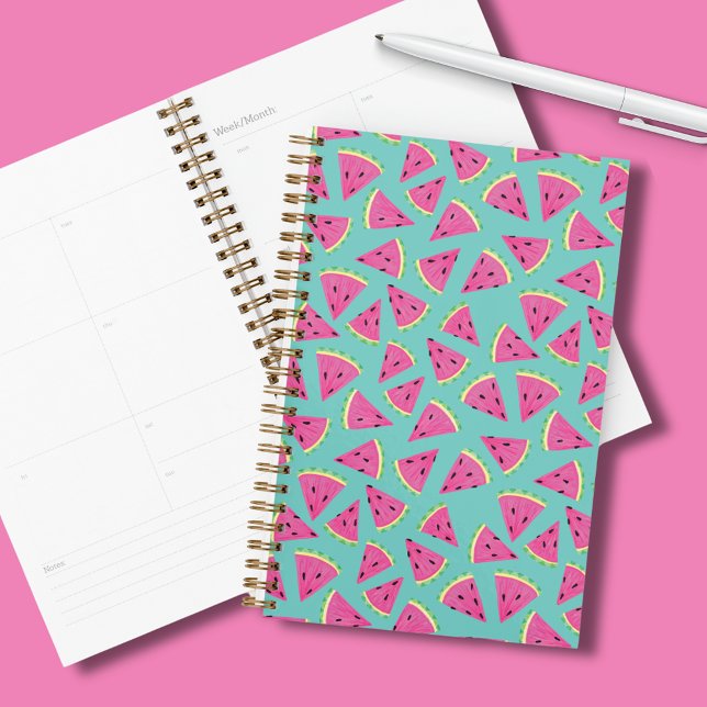 Agenda Padrão de Melancia Cúbica (Colorful watermelon slices planner for all your organisational needs!  Fun tropical summer pattern.)