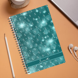 Agenda Padrão de Monograma na moda Girly Elegante