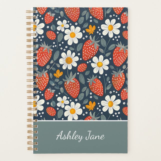 Agenda Padrão de Morango Personalizado Bonito (Frente)