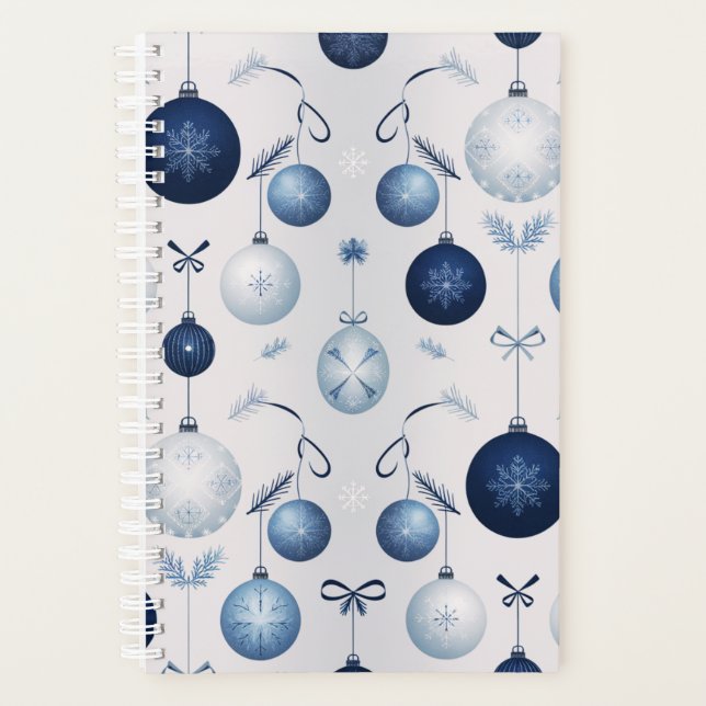 Agenda Padrão De Natal Branco E Azul Da Elegância (Frente)