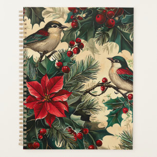 Agenda Padrão de Natal Rustic Bird and Poinsettia (13)