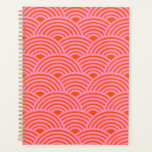 Agenda Padrão de Onda Japonesa Seigaiha Preppy Orange Pin<br><div class="desc">Padrão de Seigaiha da Onda Japonesa - Laranja e Rosa.</div>