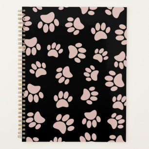 Agenda Padrão De Pata De Cachorro rosa Dourada E Preta