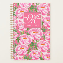 Agenda Padrão De Peões Elegantes - Rosa Quente, Monograma