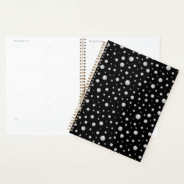 Agenda Padrão de Pérola em Fundo Preto