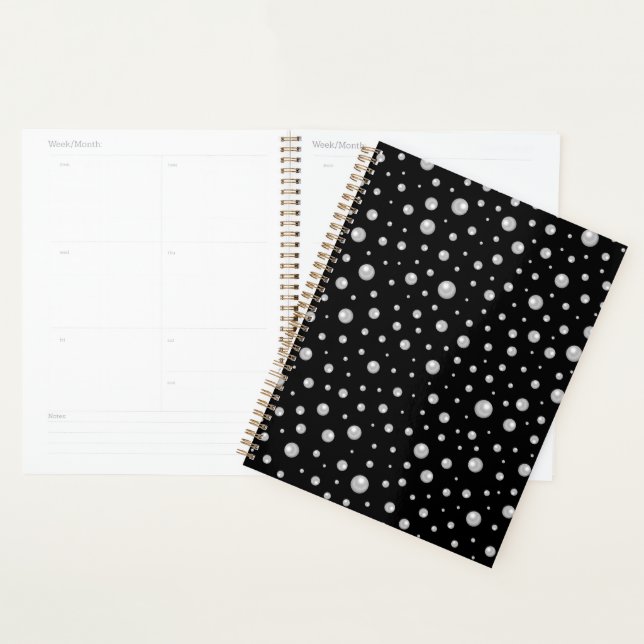 Agenda Padrão de Pérola em Fundo Preto (Exibição)