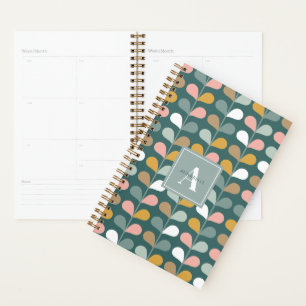 Agenda Padrão de Pétalas Florais com Inicial de Monograma