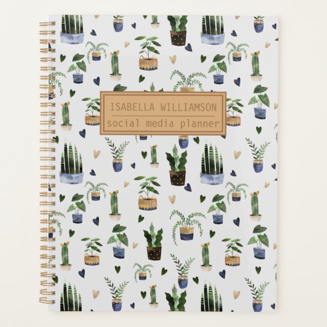 Agenda Padrão de planta em vaso personalizado Boho  (Frente)