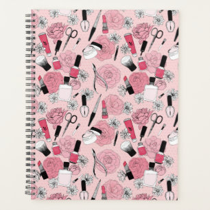 Agenda Padrão de Produtos de Beleza Floral Rosa