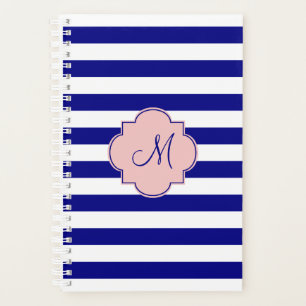 Agenda Padrão de risca azul e rosa-bebê do Marinho mono