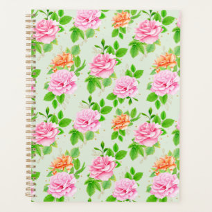 Agenda Padrão de Rosas Cor-de-Rosa Floral