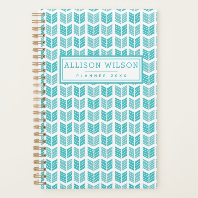 Agenda Padrão de Setas Etnias Aztec Turquesa (Frente)