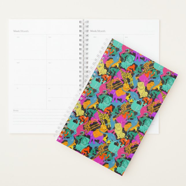 Agenda Padrão de Silhuetas Animais Retro (Exibição)