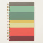 Agenda Padrão de striping retroativo<br><div class="desc">Planejador com plano de fundo striped horizontal em um esquema de cores com inspiração retroativa.</div>