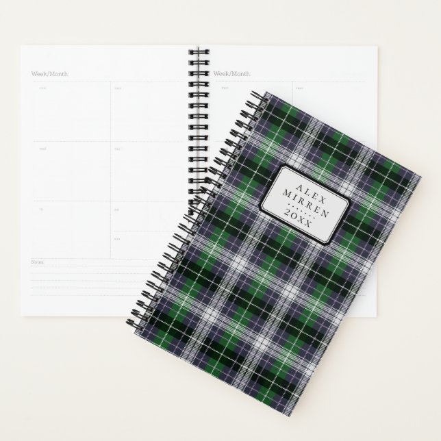 Agenda Padrão de Tartan marinho e Verde (Exibição)