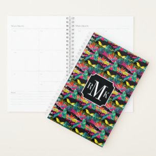 Agenda Padrão de Textura Tropical Neon Abstrato