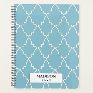 Agenda Padrão de trava azul marroquina personalizado