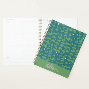 Agenda Padrão de Vinhas Florais Abstrato Verde Personaliz