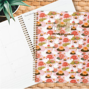 Agenda Padrão de Waterlily do Ganso Floral Monograma