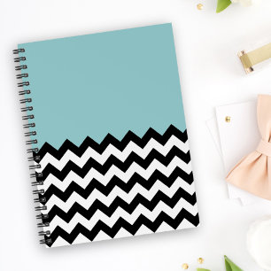 Agenda Padrão de ziguezague preto e branco, Chevron, azul