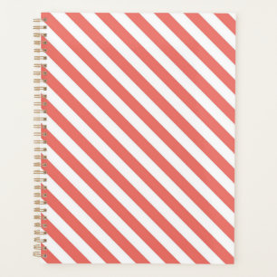 Agenda Padrão diagonal de listras rosa e branco