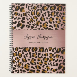 Agenda Padrão Dourado de Rosa de Impressão de Animais Leo