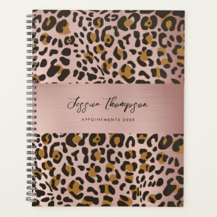 Agenda Padrão Dourado de Rosa de Impressão de Animais Leo