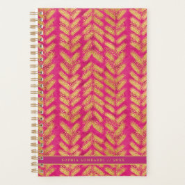 Agenda Padrão Dourado e rosa quente vibrante