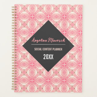 Agenda Padrão Elegante de Flores Brancas e Rosa