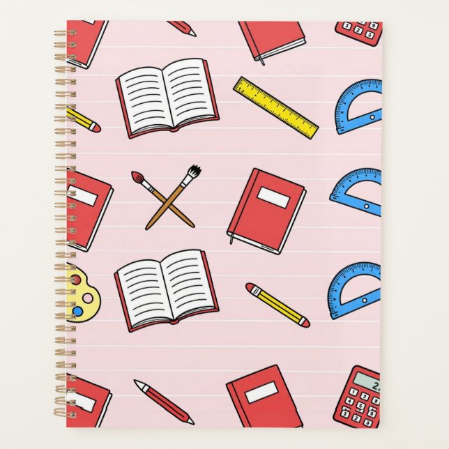 Agenda Padrão Estético de Material Escolar Rosa Pastel Fo (Frente)