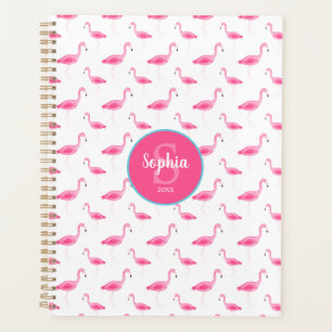 Agenda Padrão Flamingo de Aquarela Personalizado