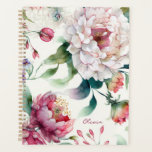 Agenda Padrão floral asiático delicado e elegante de aqua<br><div class="desc">Aquarela elegante e delicado padrão floral asiático Planejador.</div>