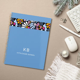 Agenda Padrão Floral Azul Aquarela 2026