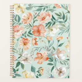 Agenda Padrão Floral Azul Aquarela Prado de Flores Silves