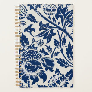 Agenda Padrão floral azul intricado em fundo claro